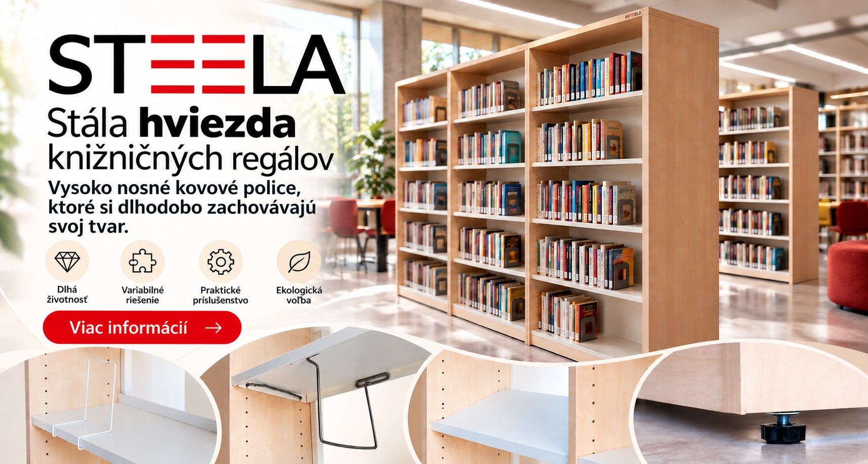STEELA Kompletný katalóg knižničných regálov  na stiahnutie TU!